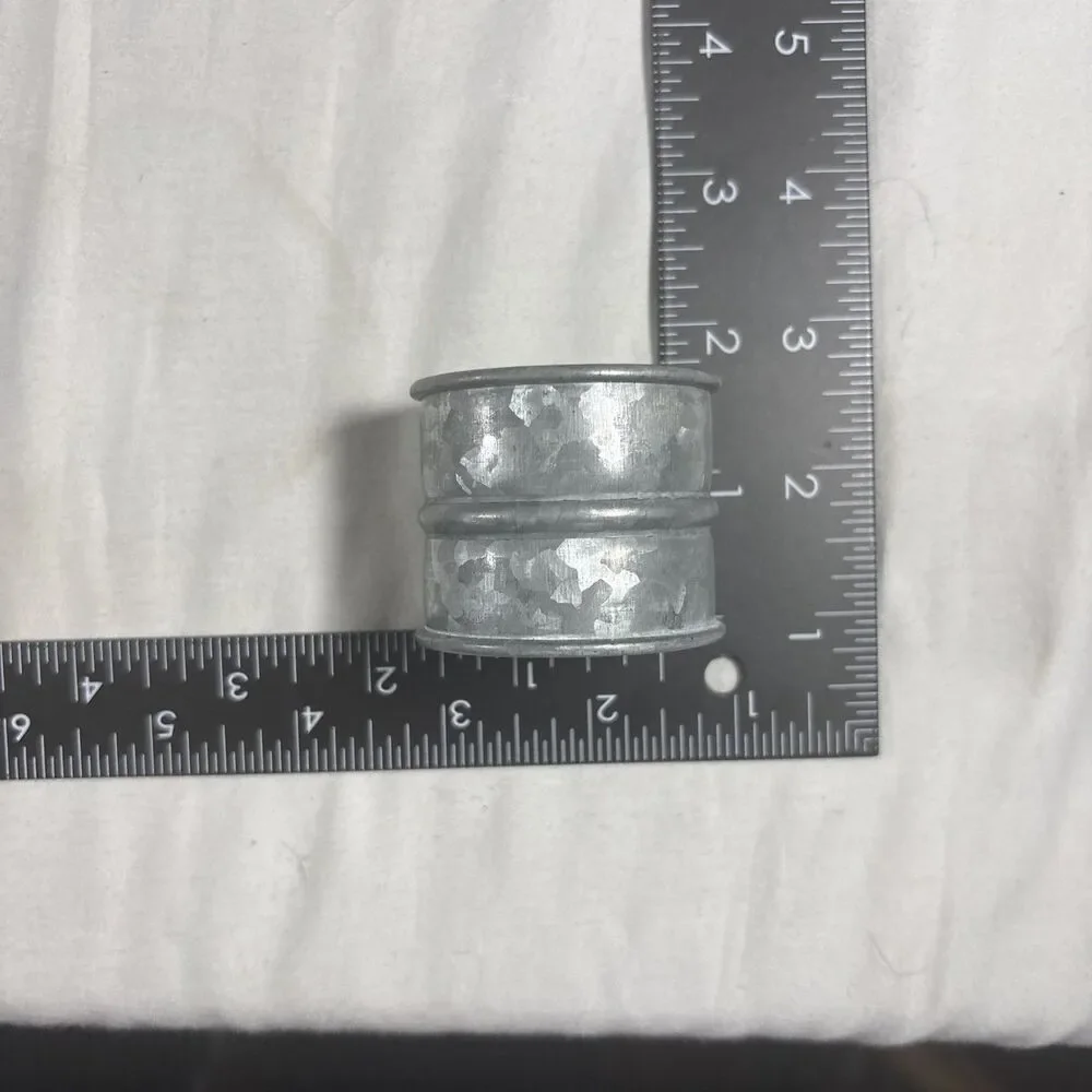 Set of 8 Metal Barrel Napkin Rings Rustic